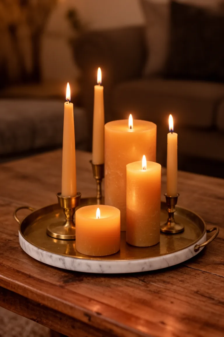 Cozy candle moment on coffee table variation 2