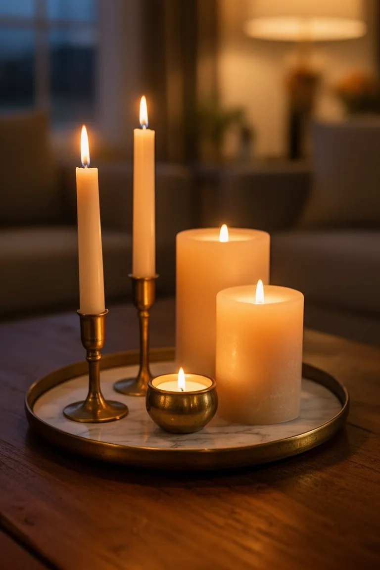 Cozy candle moment on coffee table variation 4