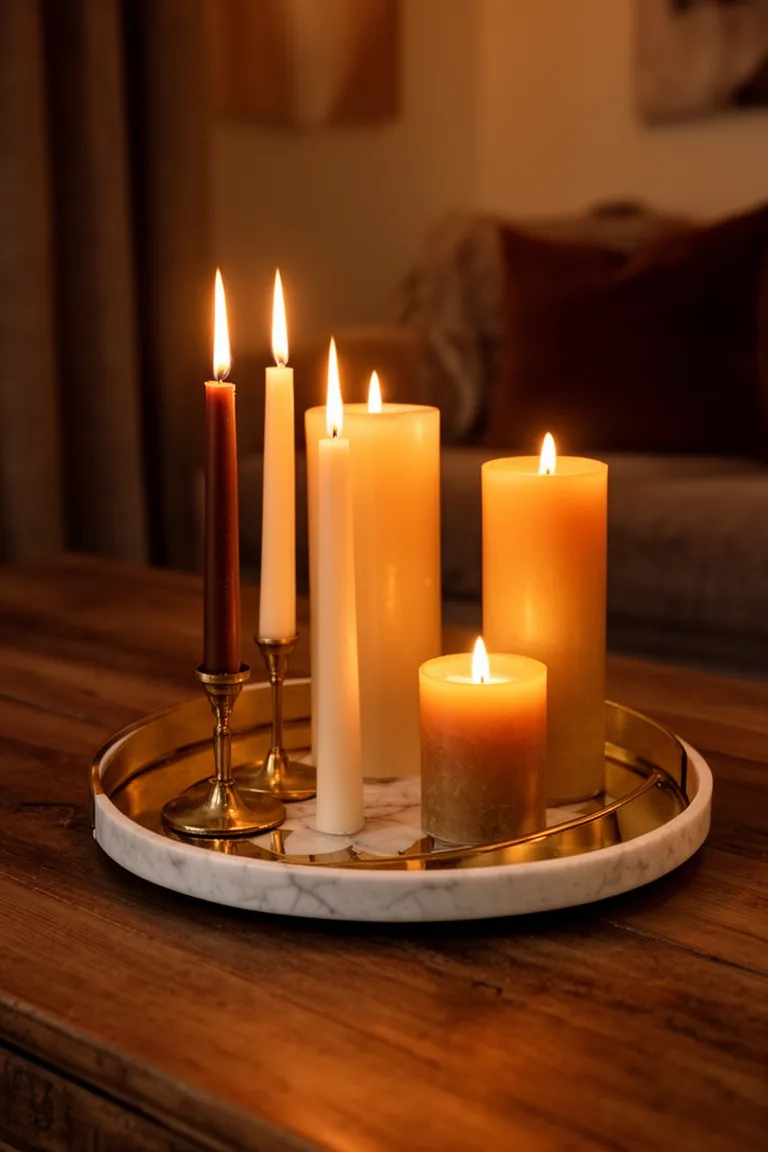 Cozy candle moment on coffee table variation 5