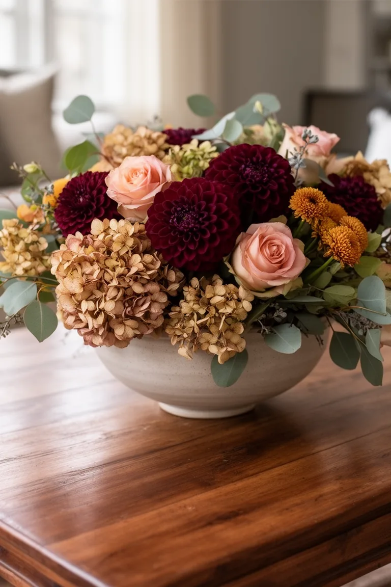Low lush floral moment on coffee table variation 1