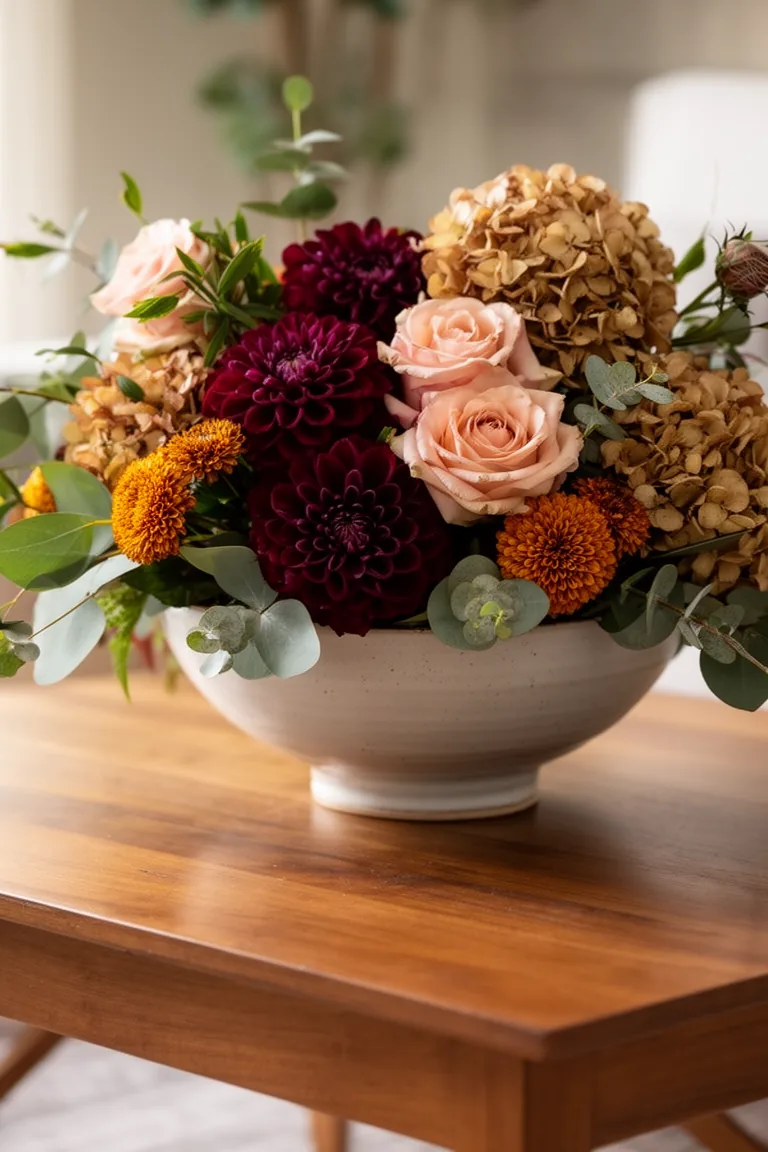 Low lush floral moment on coffee table variation 3