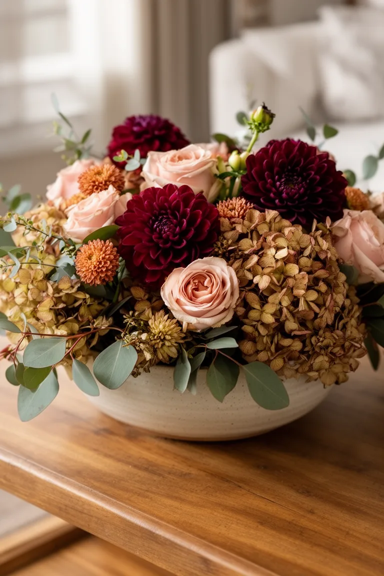 Low lush floral moment on coffee table variation 4