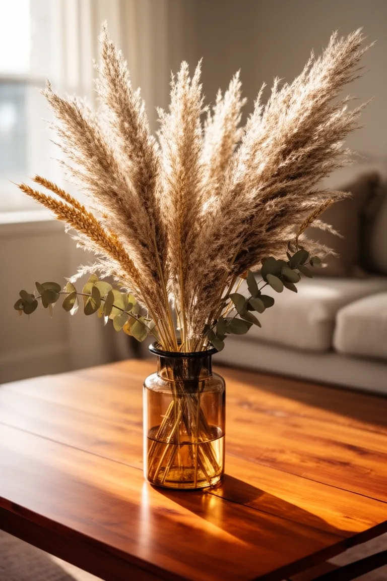Pampas grass vase on coffee table variation 4