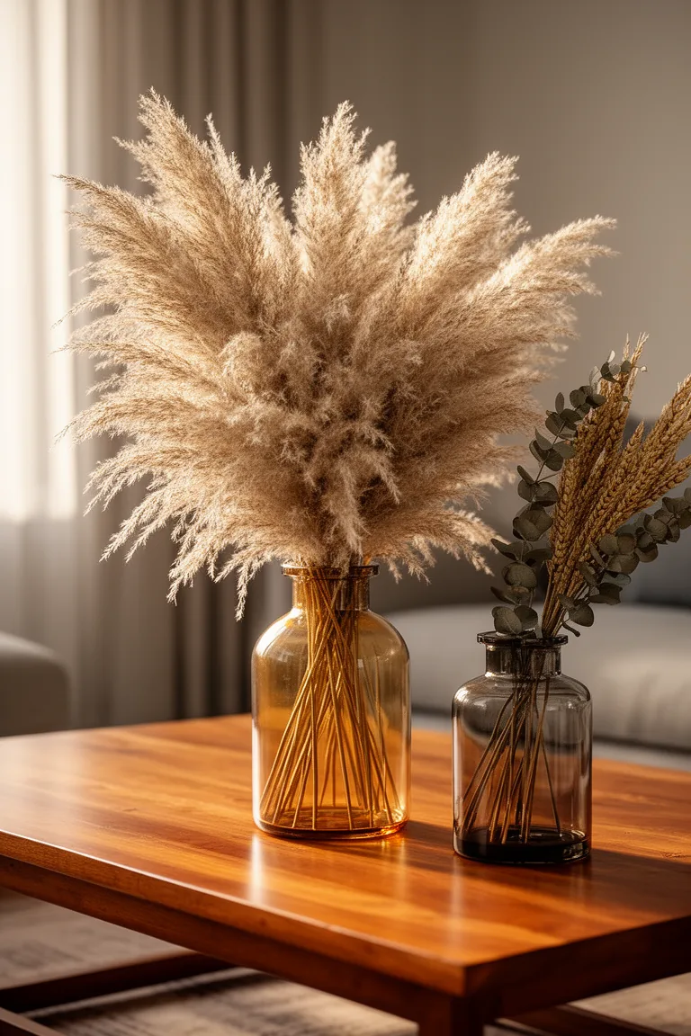 Pampas grass vase on coffee table variation 5