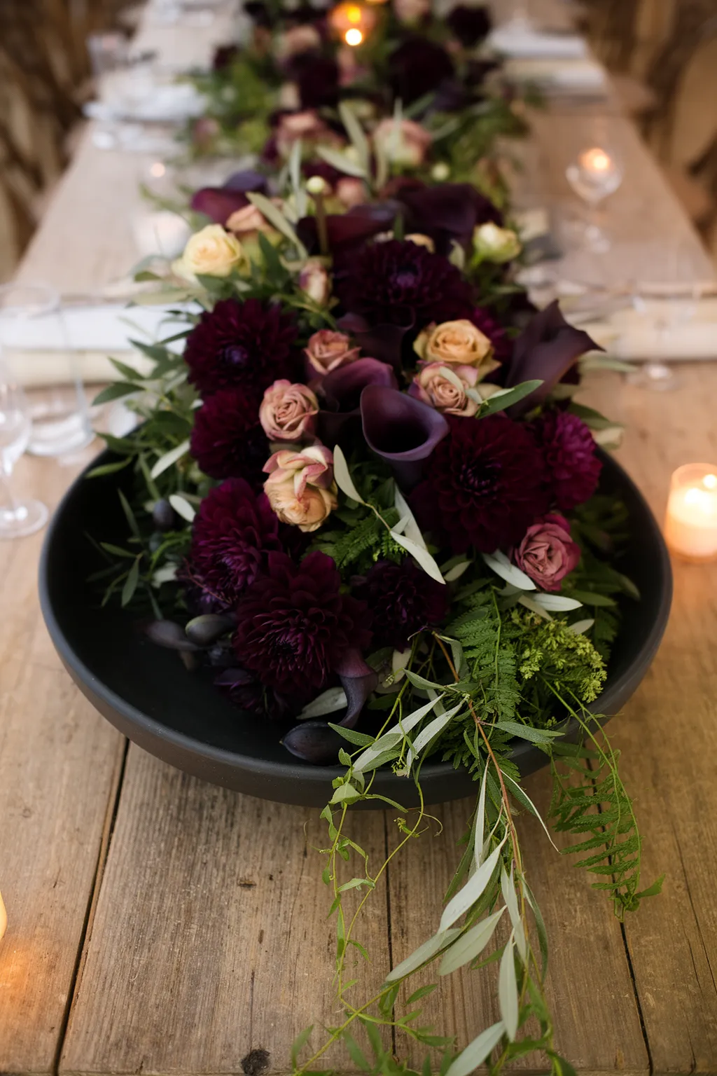 Moody fall wedding floral centerpiece variation 3