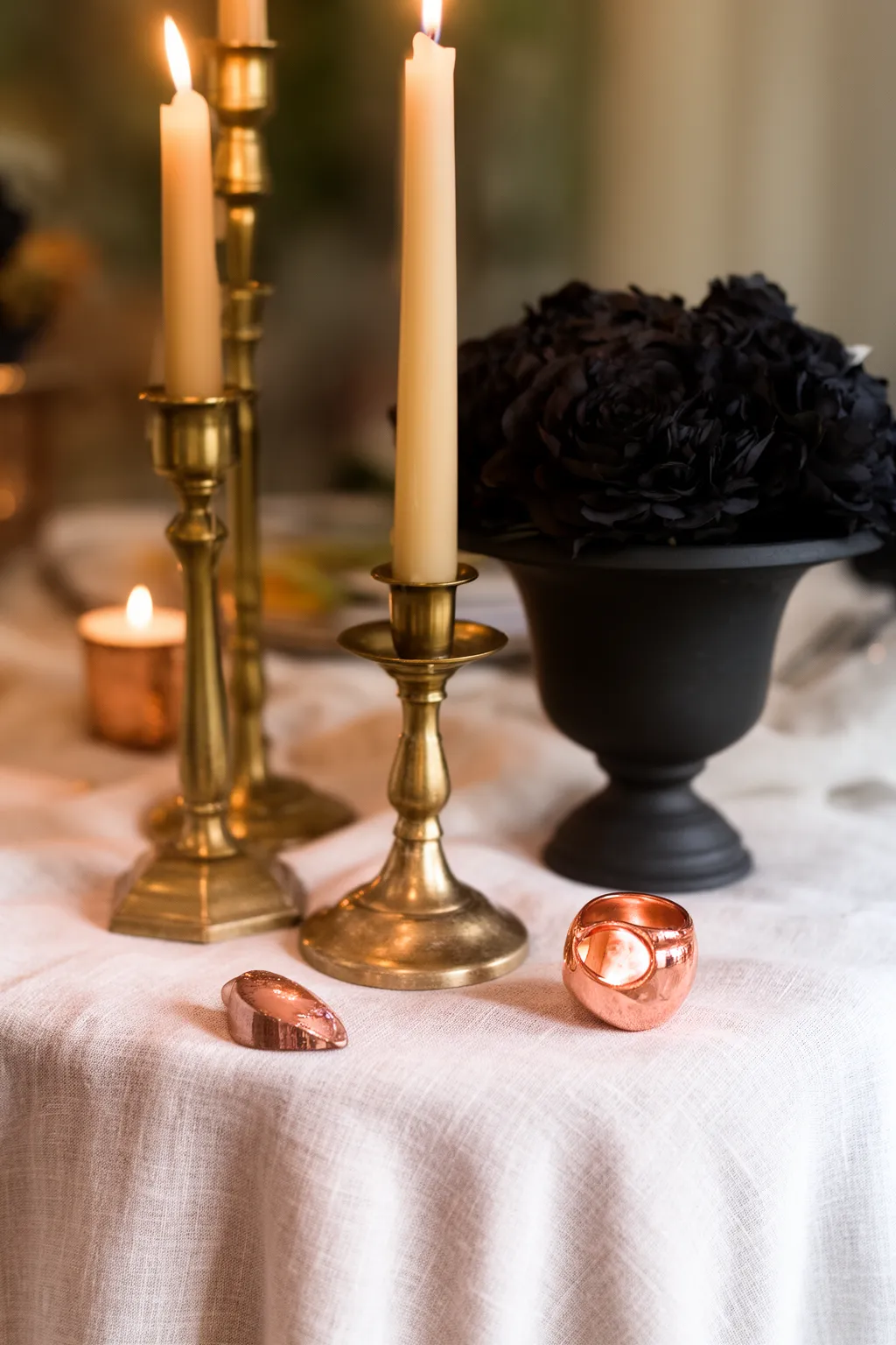Mixed metals fall wedding tablescape variation 3