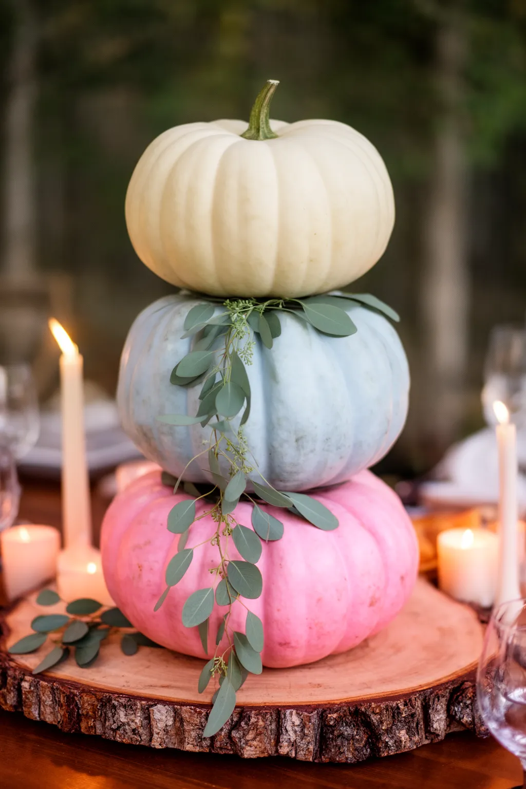 Pumpkin vessel centerpiece for fall wedding variation 4