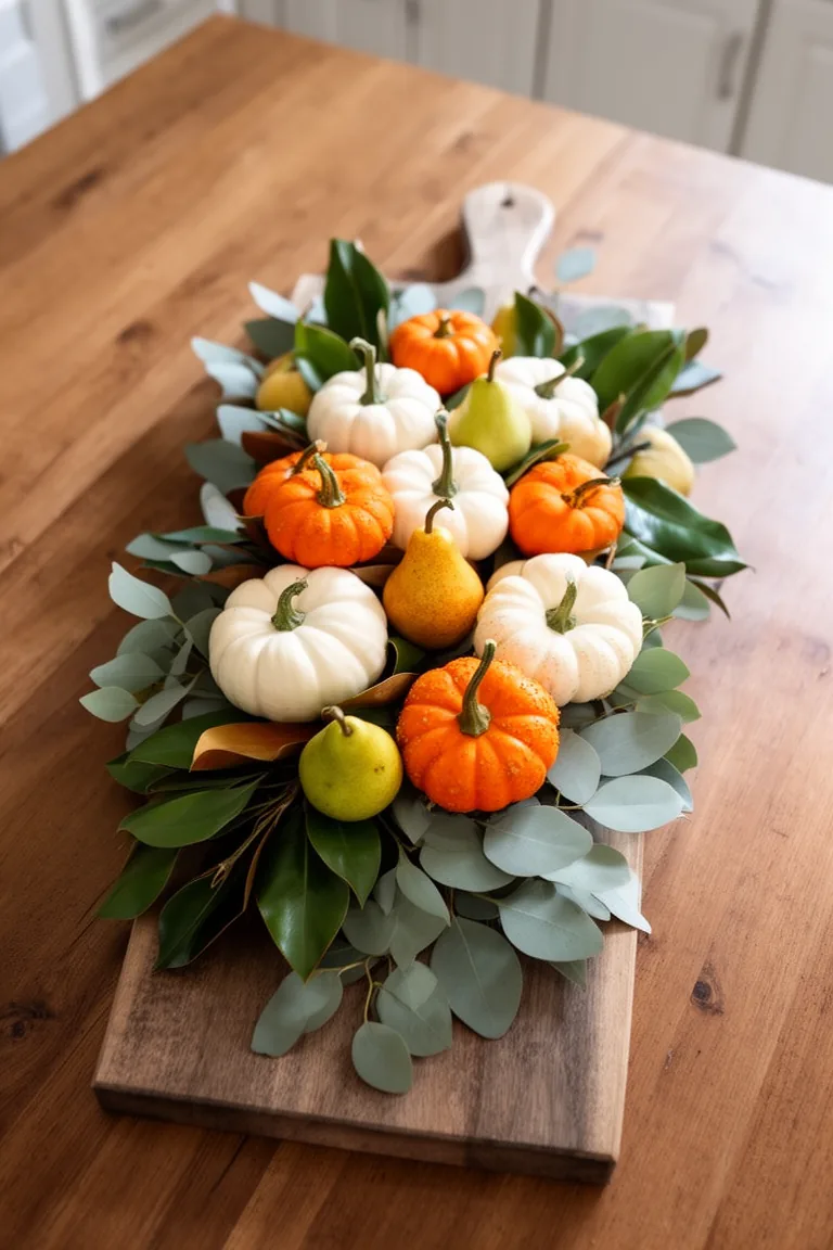 Fall kitchen table centerpiece variation 1