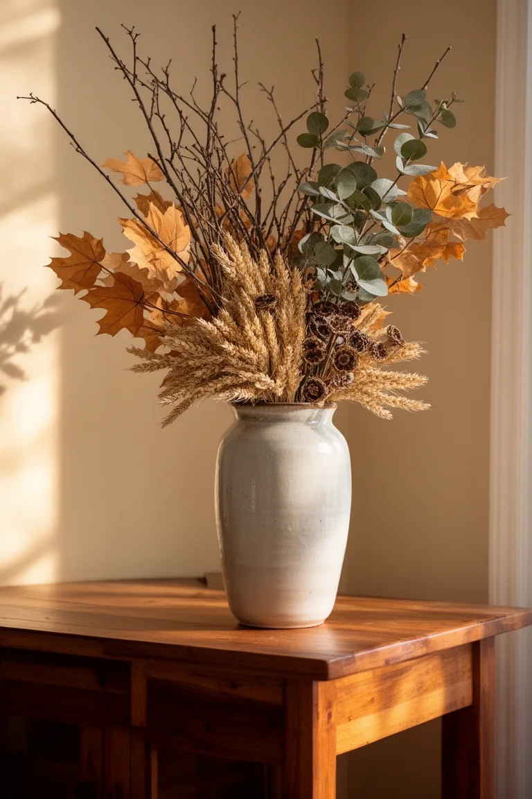 Fall entryway botanical arrangement variation 1