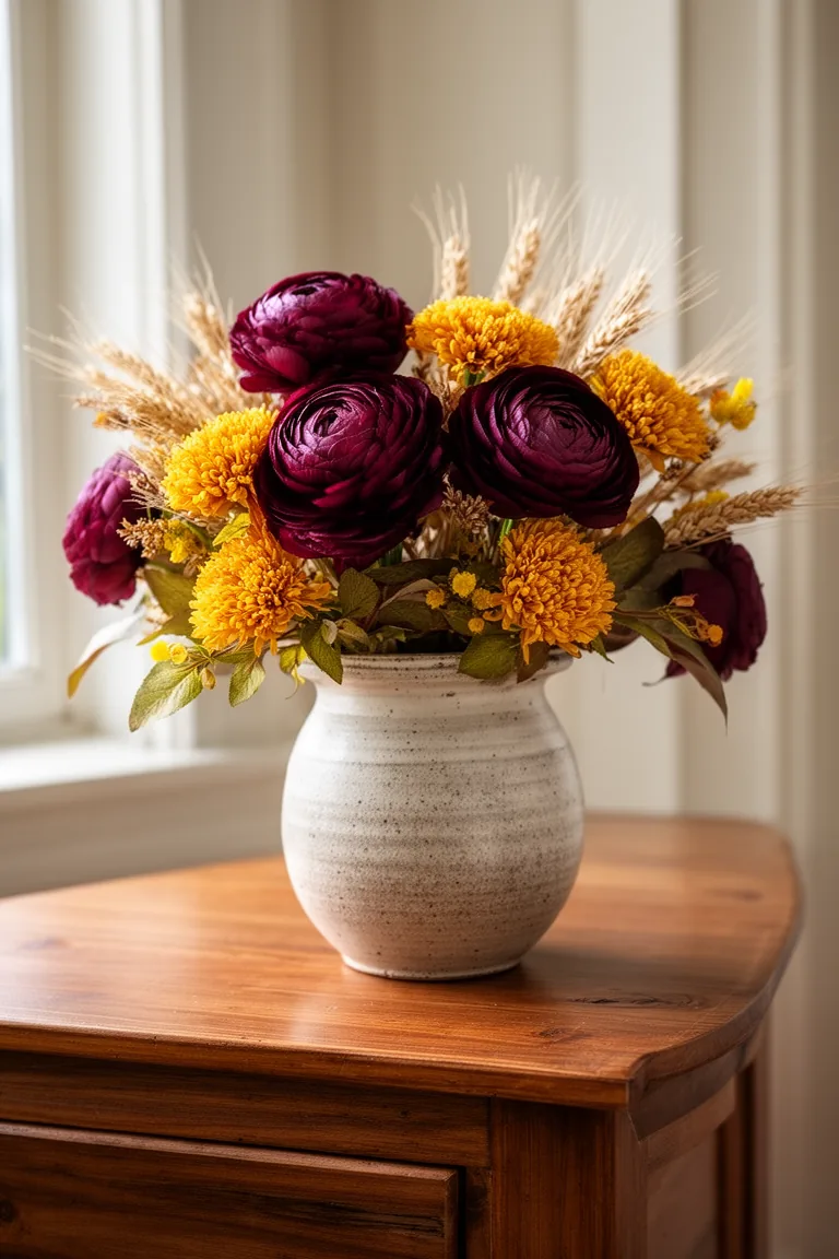 Fall faux floral arrangement variation 1