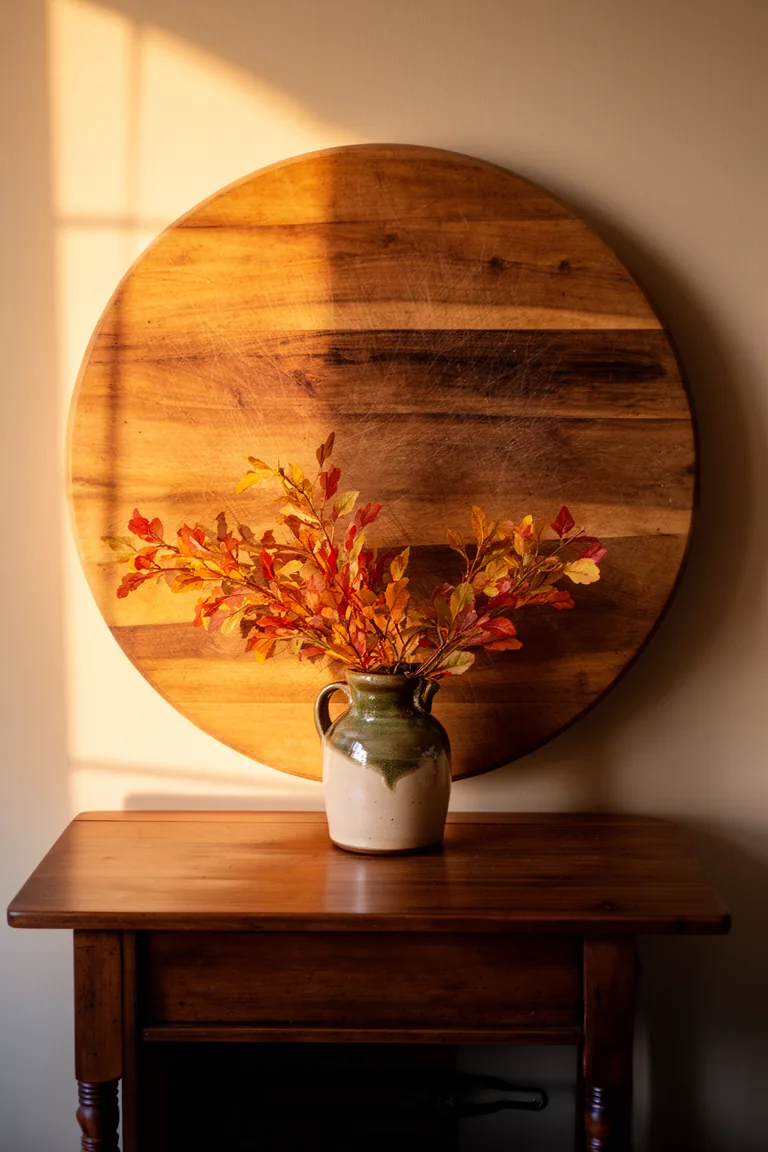 Leaned wooden cutting board entryway variation 4