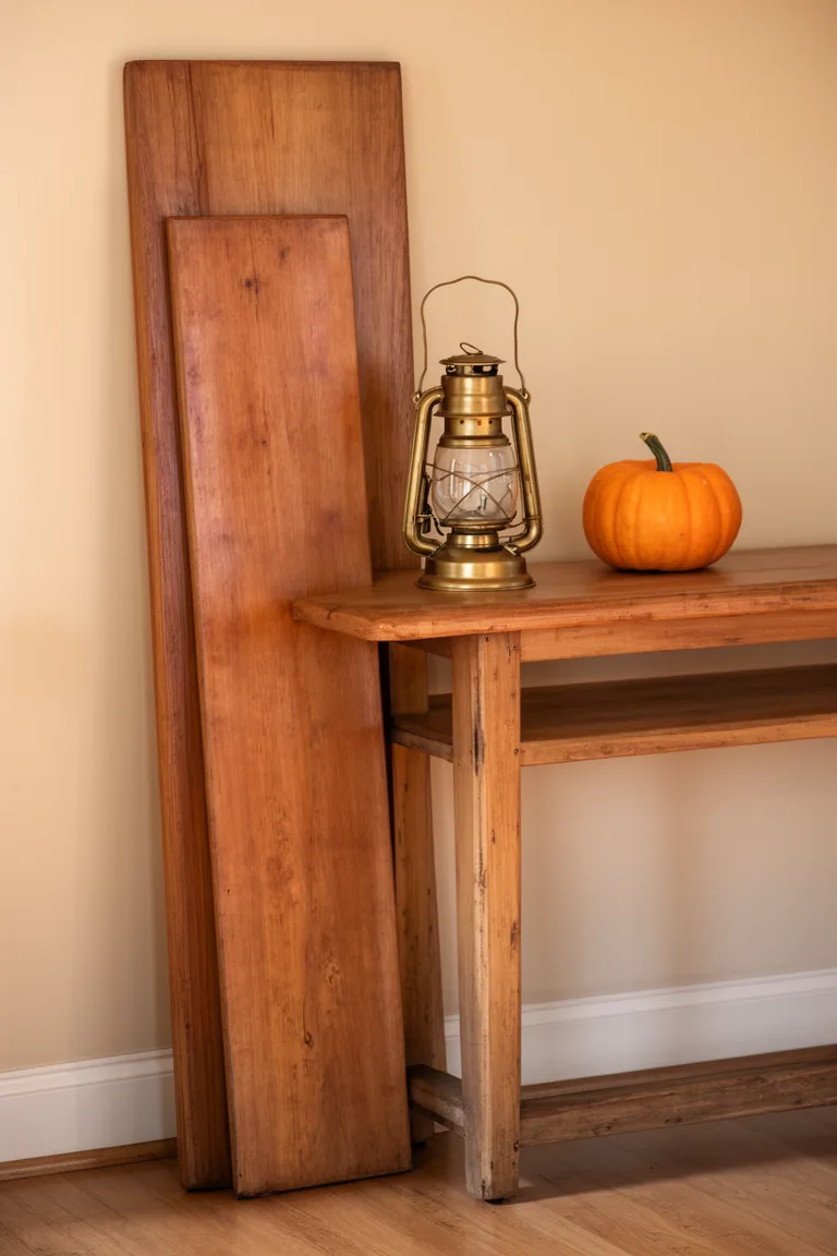 Leaned wooden cutting board entryway variation 5