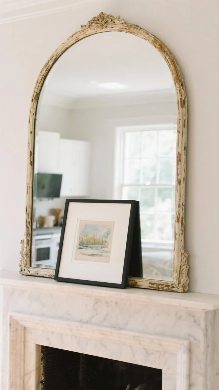 Mirror-centric elegant mantel arrangement