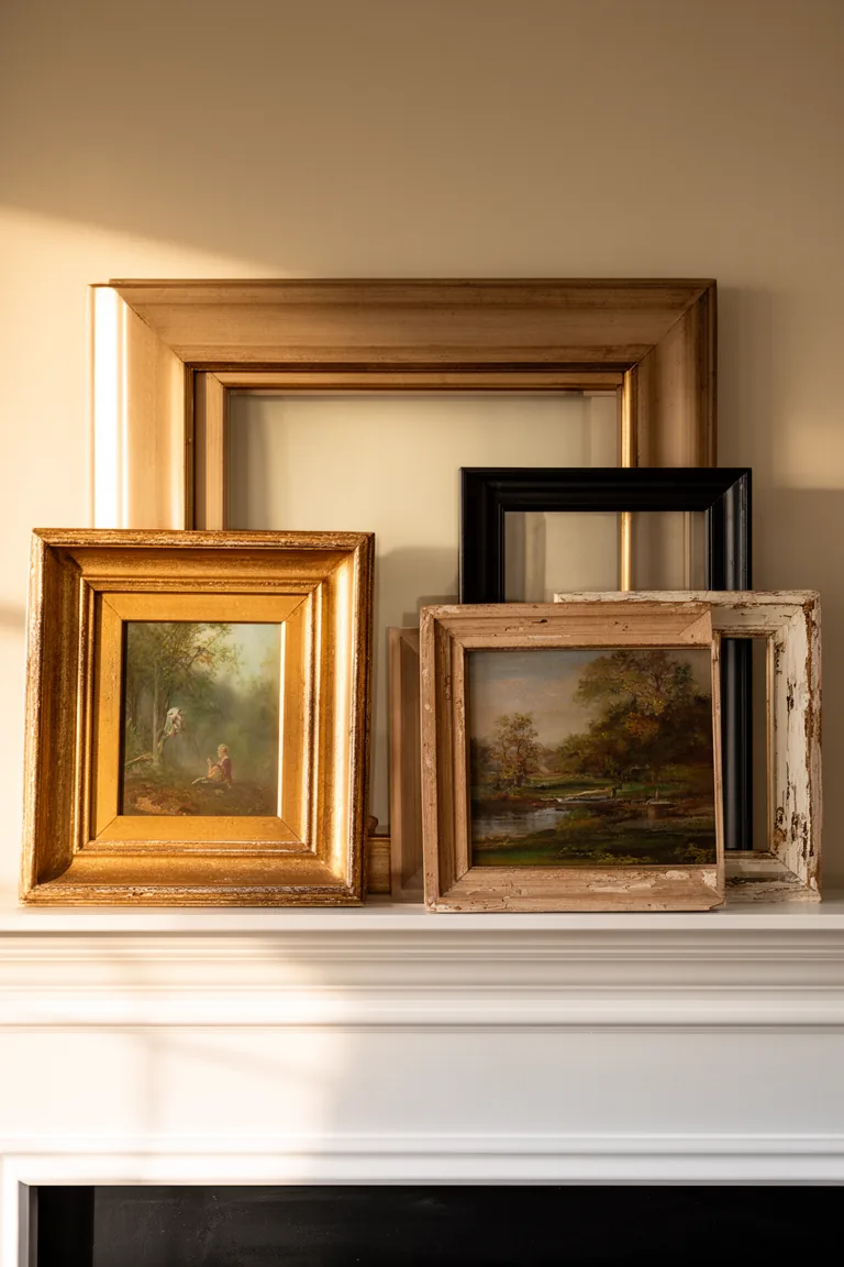 Layered art on elegant mantel variation 2