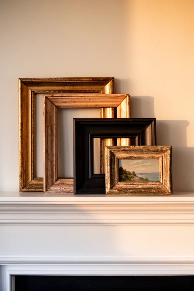 Layered art on elegant mantel variation 3