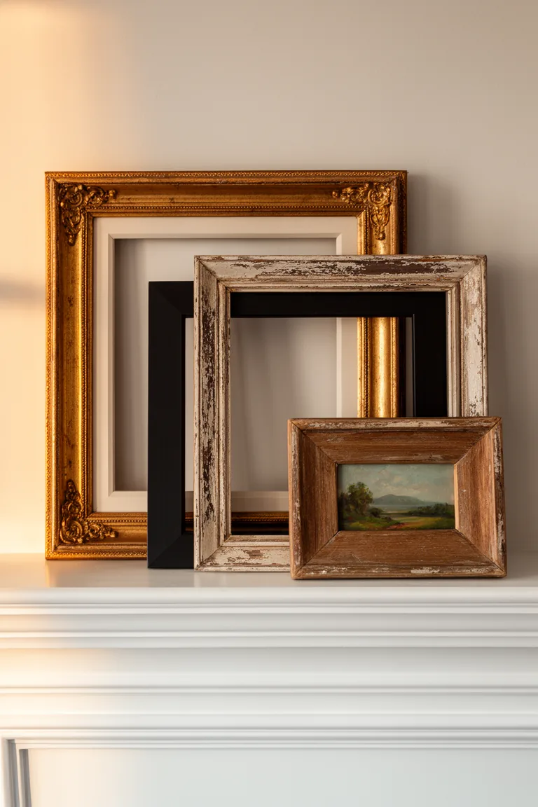 Layered art on elegant mantel variation 5