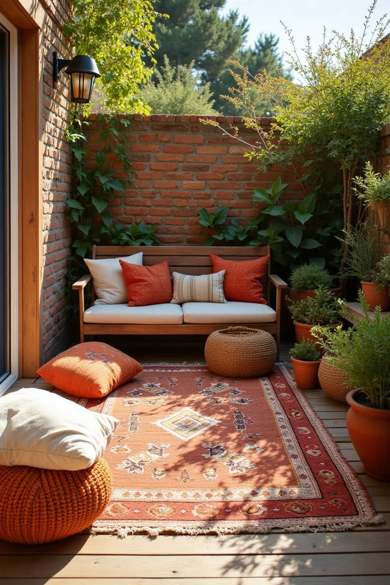 Outdoor Rug on Tiny Patio idea 3