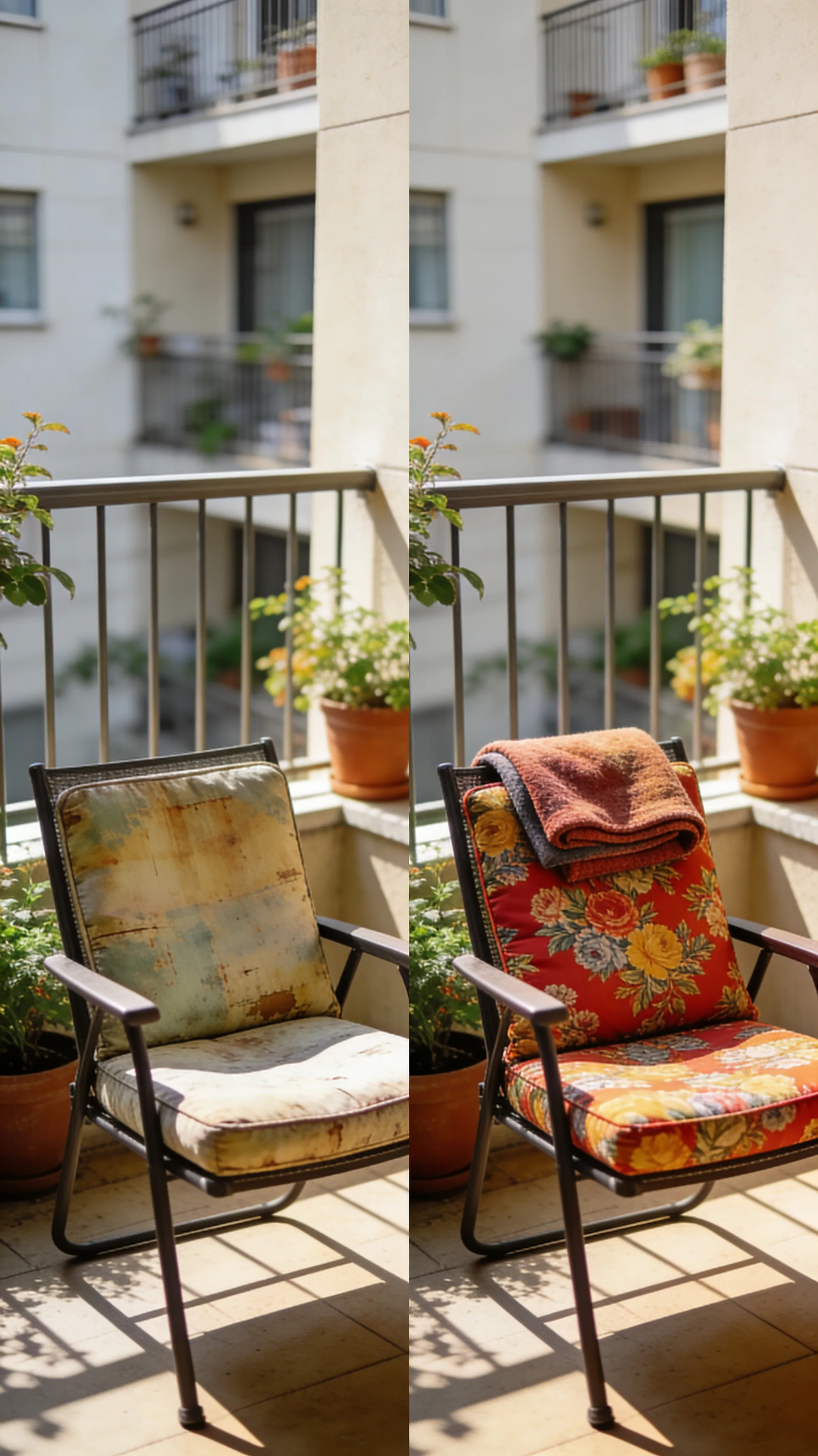 refreshed outdoor chair on apartment patio