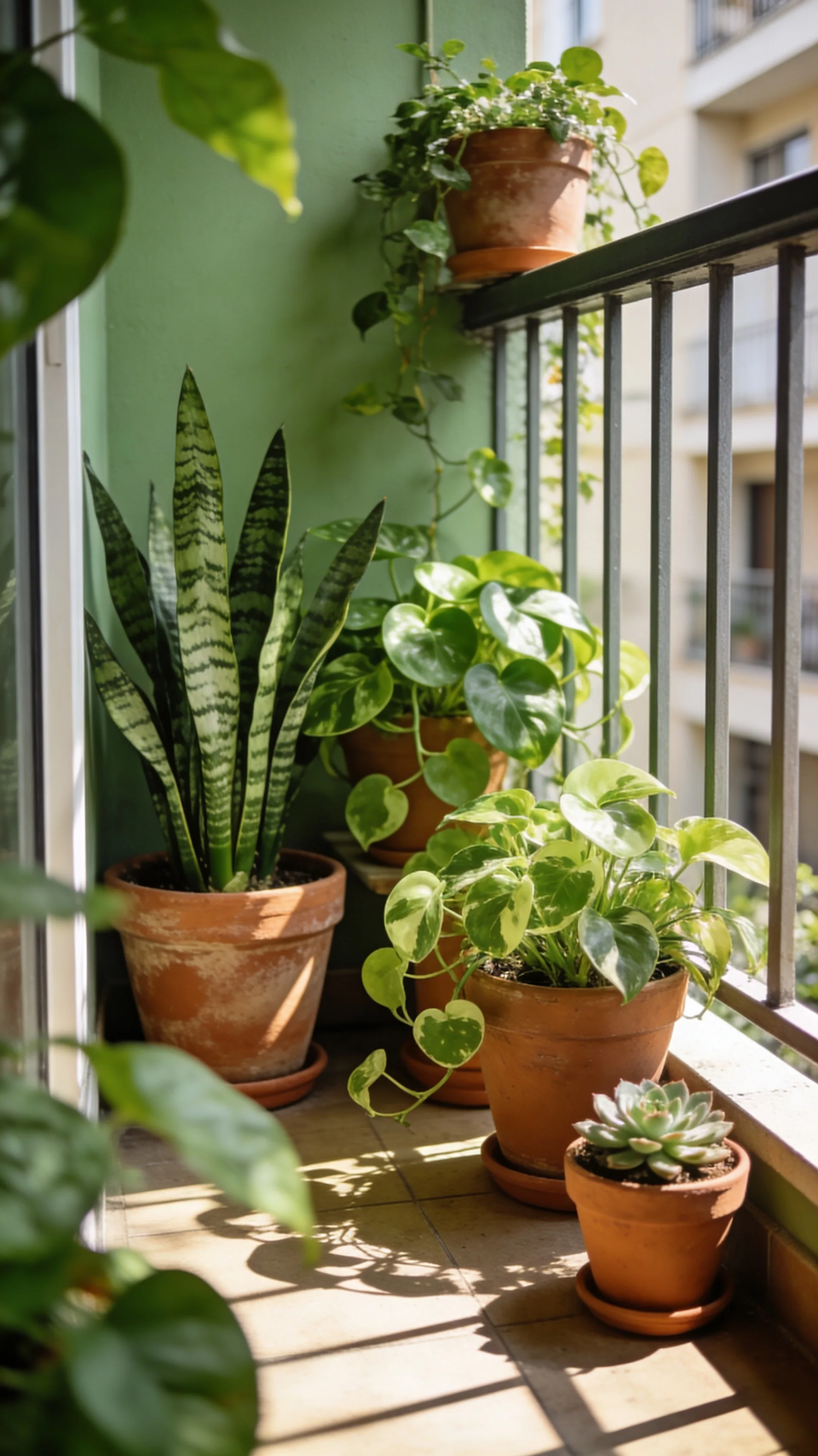 easy-care plants on apartment patio on a budget