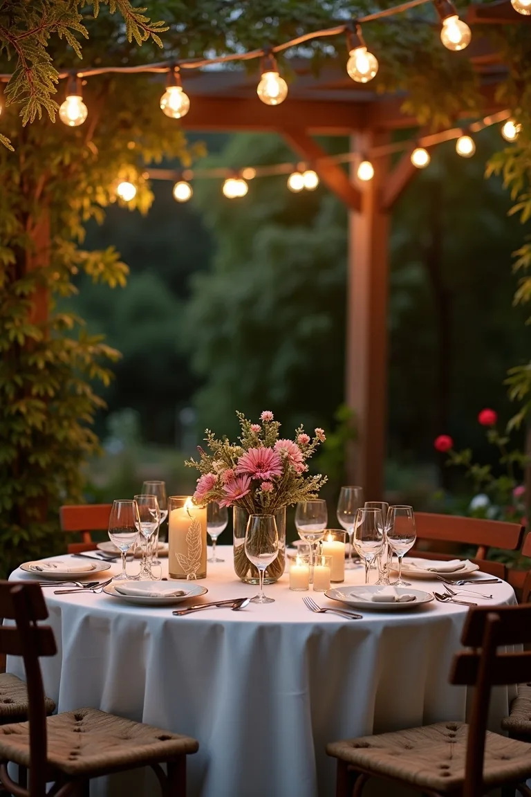 String Lights Over Dining Table Bistro Style idea 2
