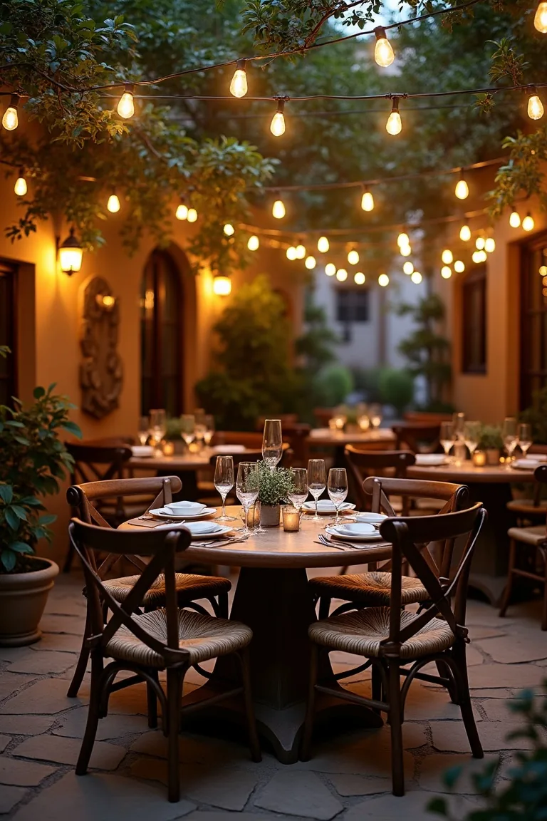 String Lights Over Dining Table Bistro Style idea 3