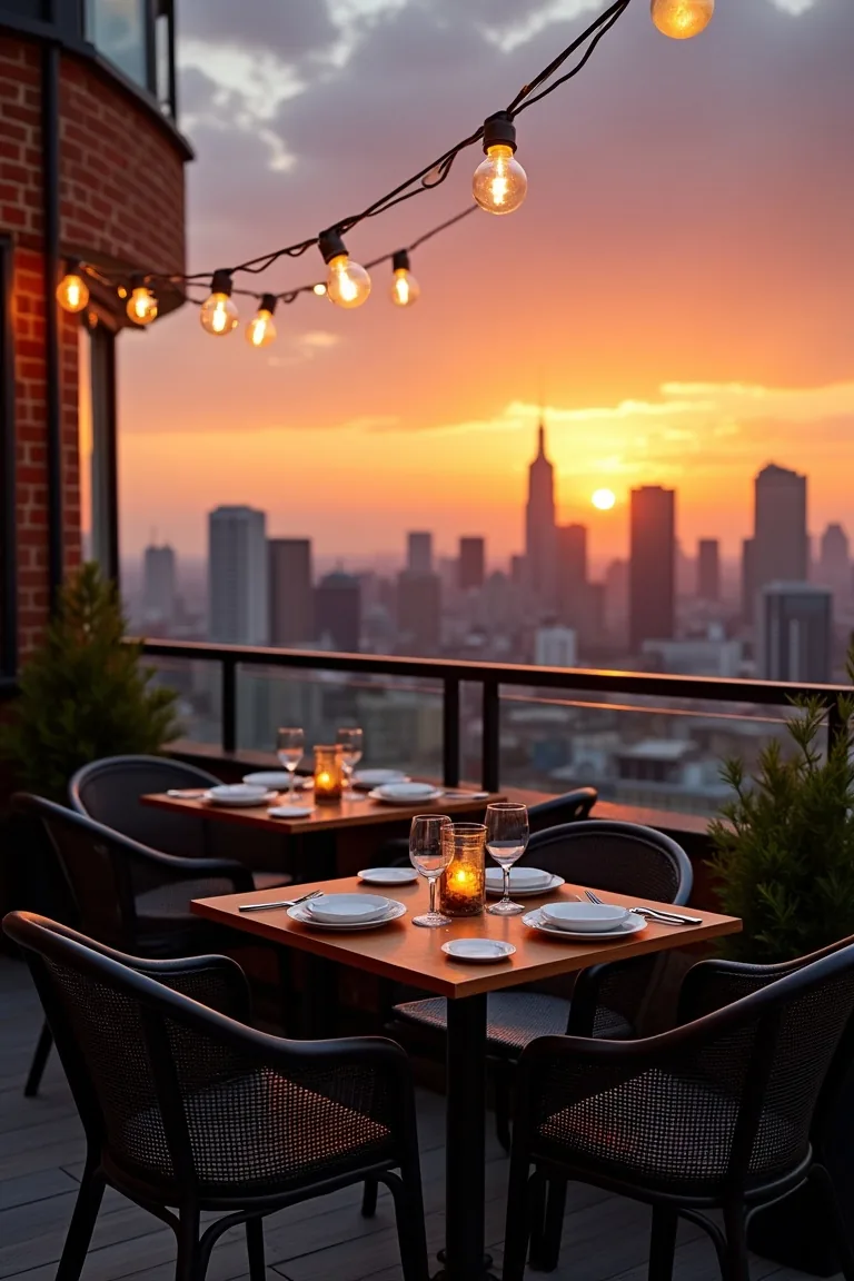 String Lights Over Dining Table Bistro Style idea 4