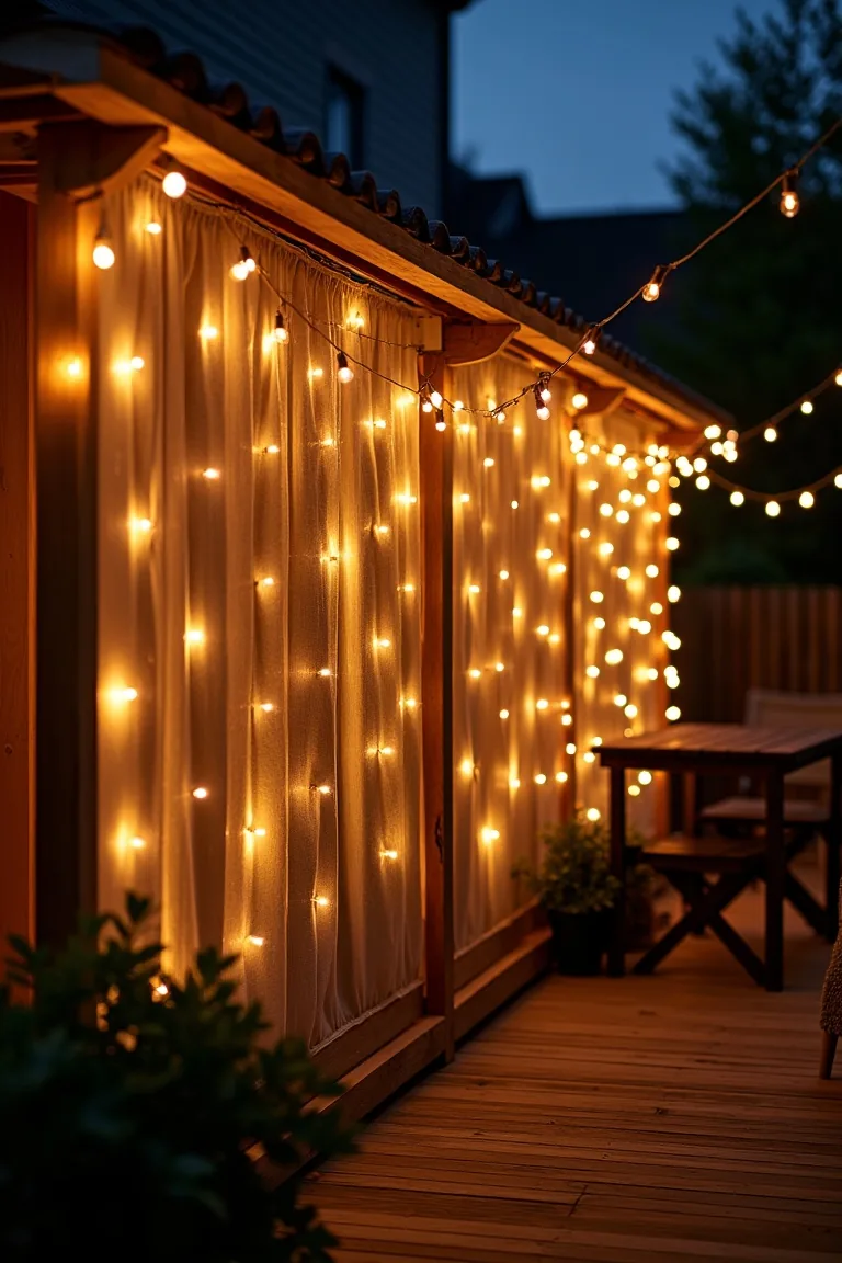 Curtain String Lights As Glowing Backdrop idea 1