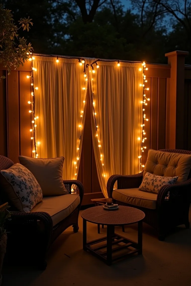 Curtain String Lights As Glowing Backdrop idea 3