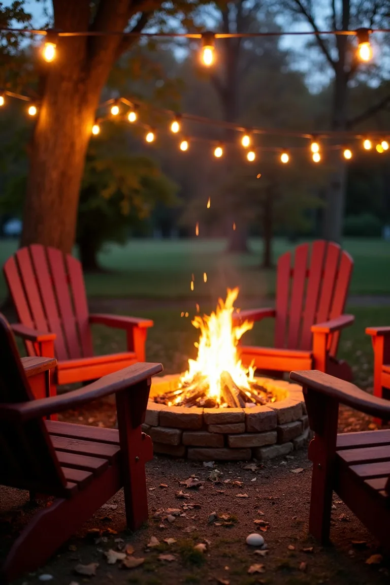 String Lights Clustered Over Fire Pit idea 3