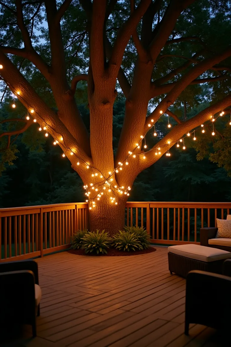 Fairy Lights Surrounding A Tree Enchanted Garden idea 1