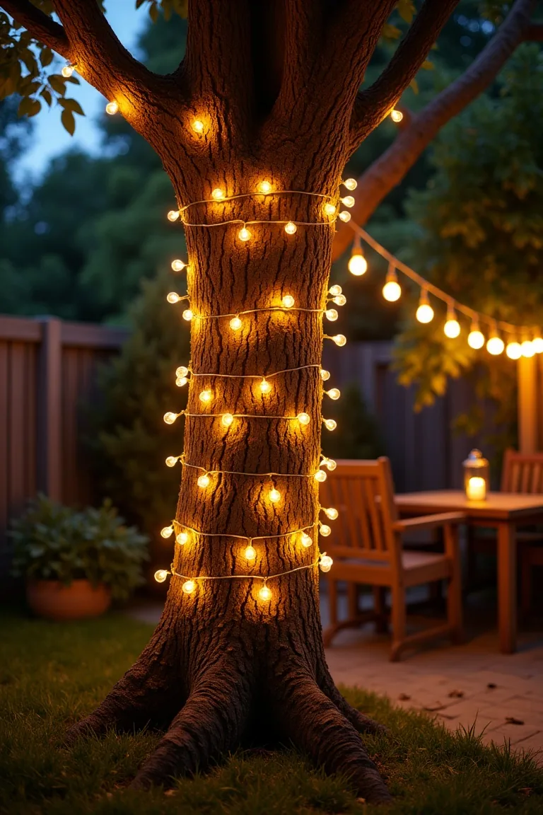 Fairy Lights Surrounding A Tree Enchanted Garden idea 3