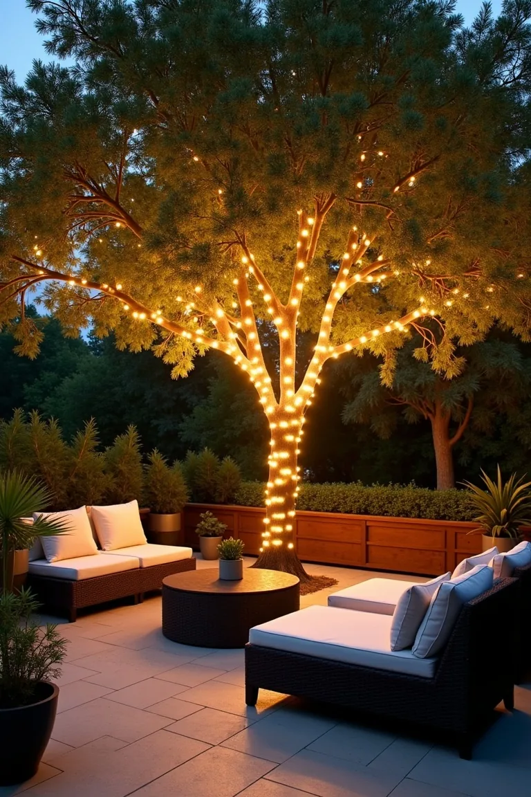 Fairy Lights Surrounding A Tree Enchanted Garden idea 4