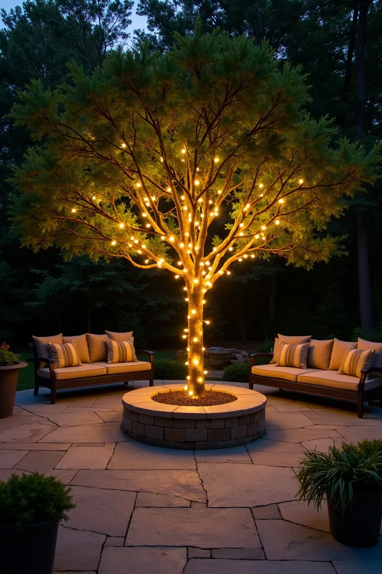 Fairy Lights Surrounding A Tree Enchanted Garden idea 5