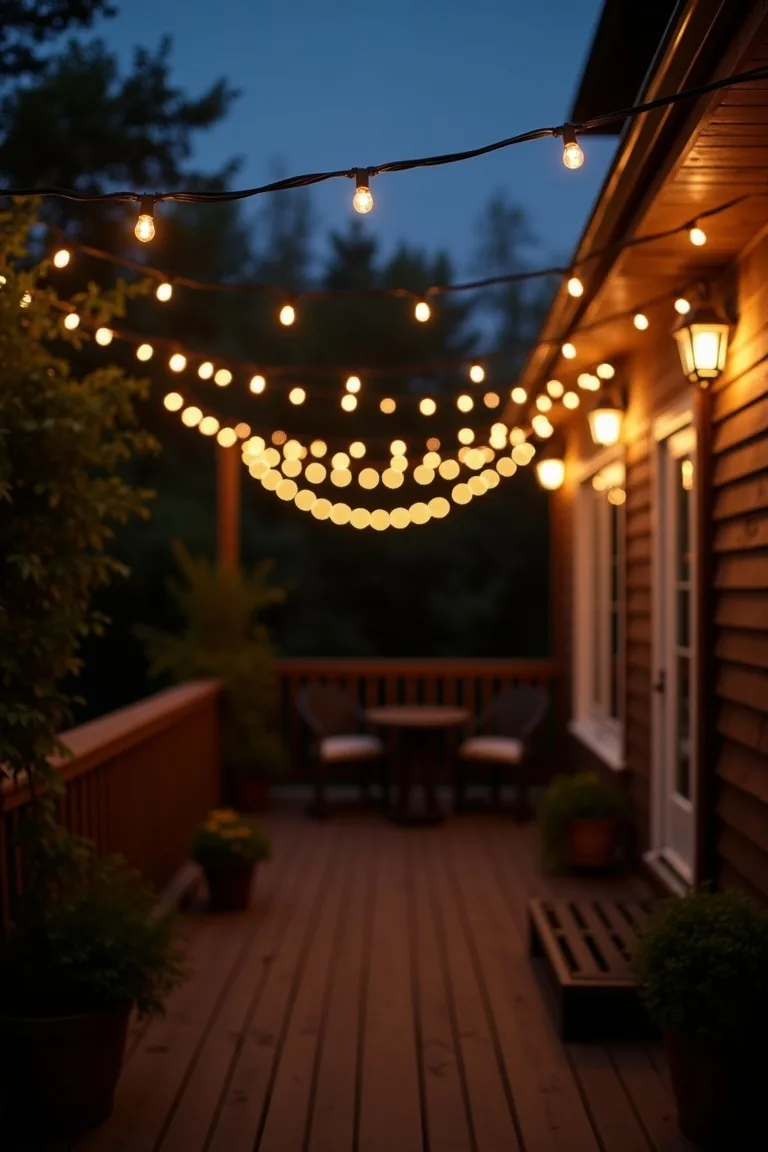 Zigzag String Lights Across Patio idea 1
