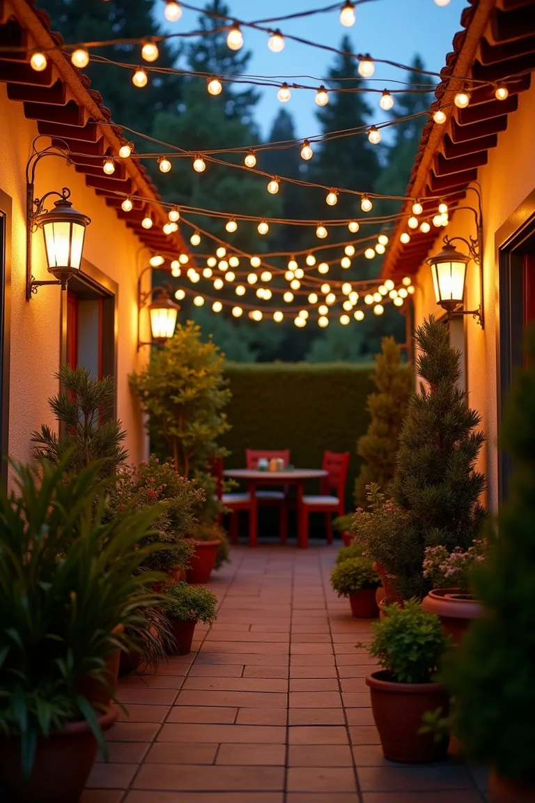 Zigzag String Lights Across Patio idea 3