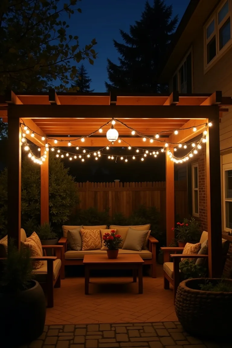 Zigzag String Lights Across Patio idea 4