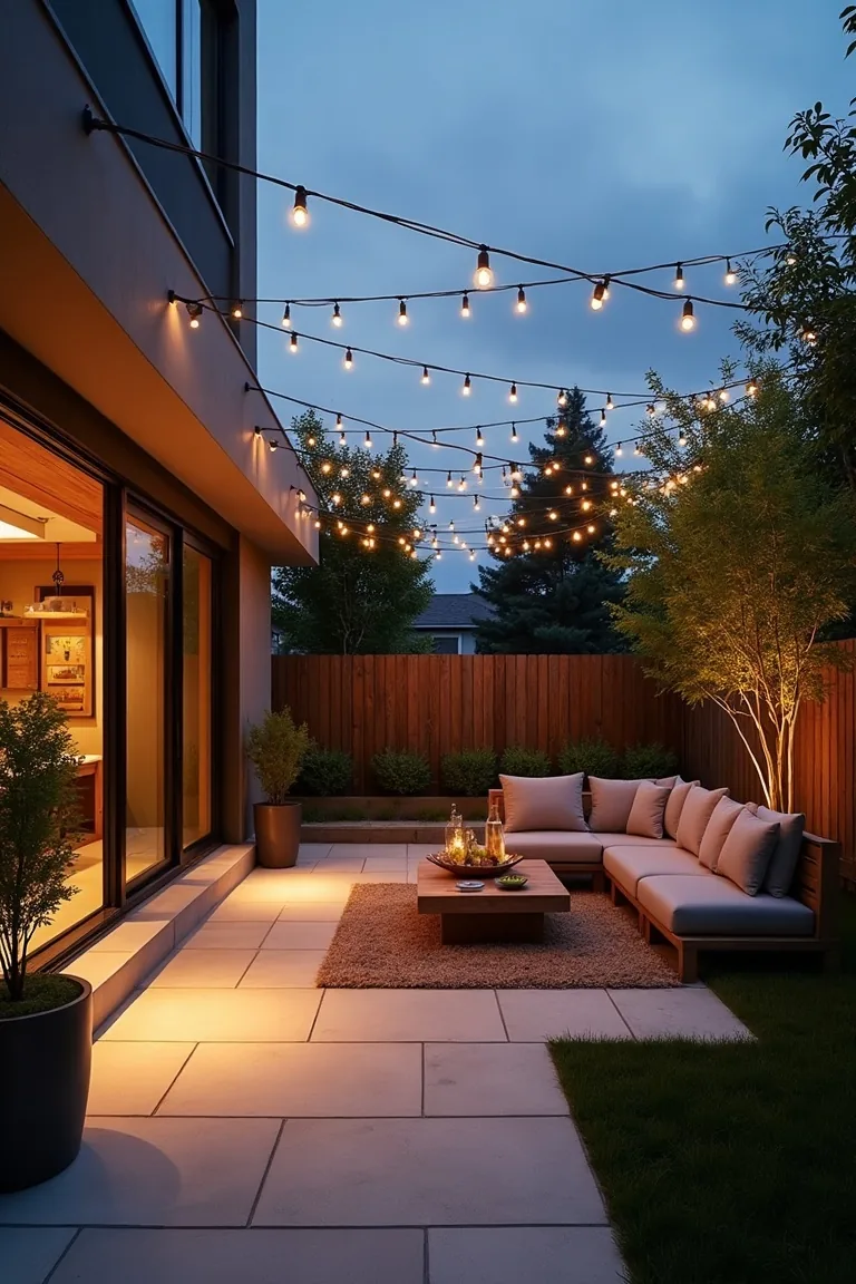 Zigzag String Lights Across Patio idea 5