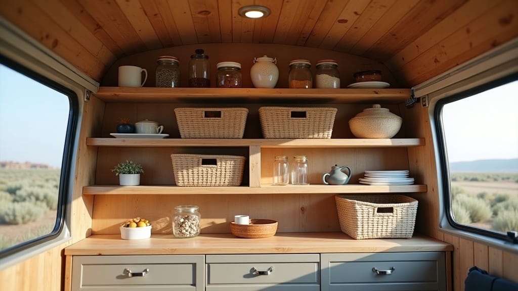 DIY camper van open shelving unit