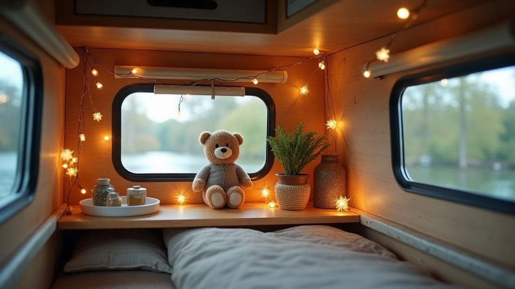 DIY camper van with custom painted front door