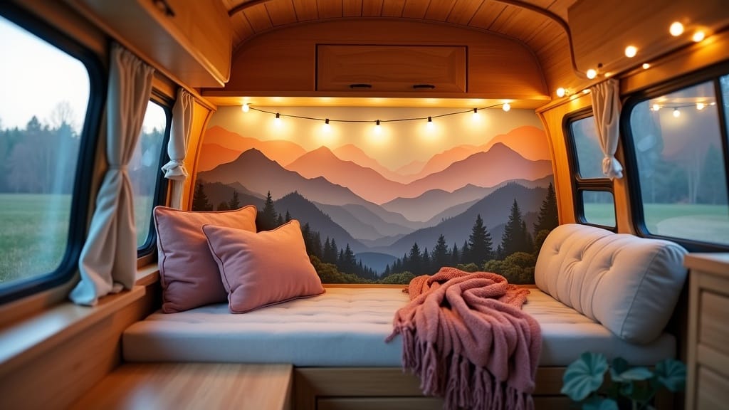 Vintage watercolor wallpaper camper