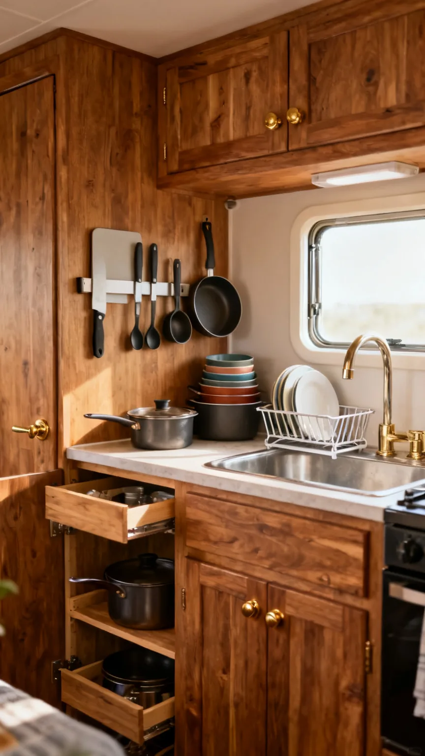 Rethink the Kitchen Area for Space and Sanity in a small camper