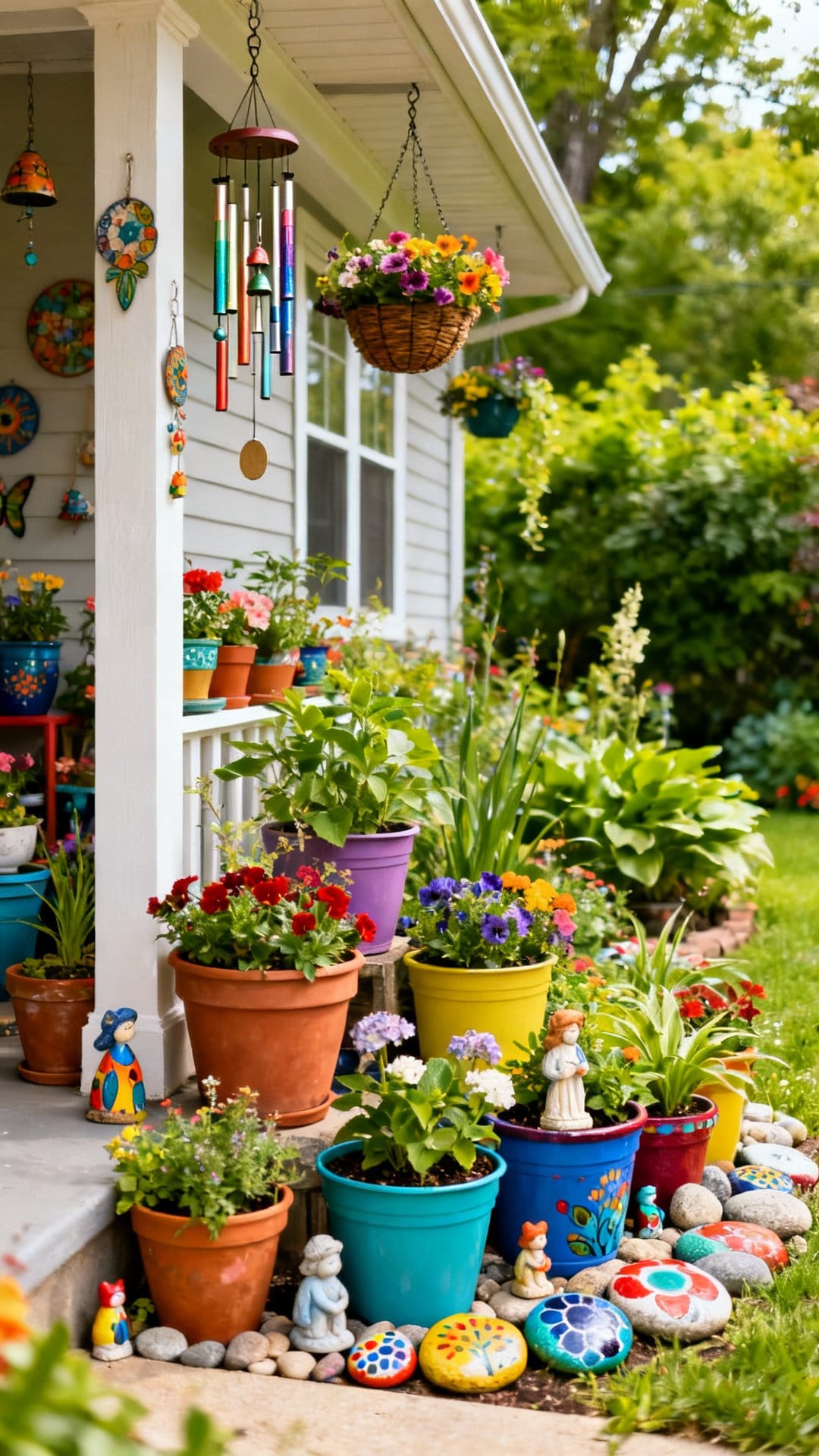 A Colorful Front Yard Welcome With Container Gardens