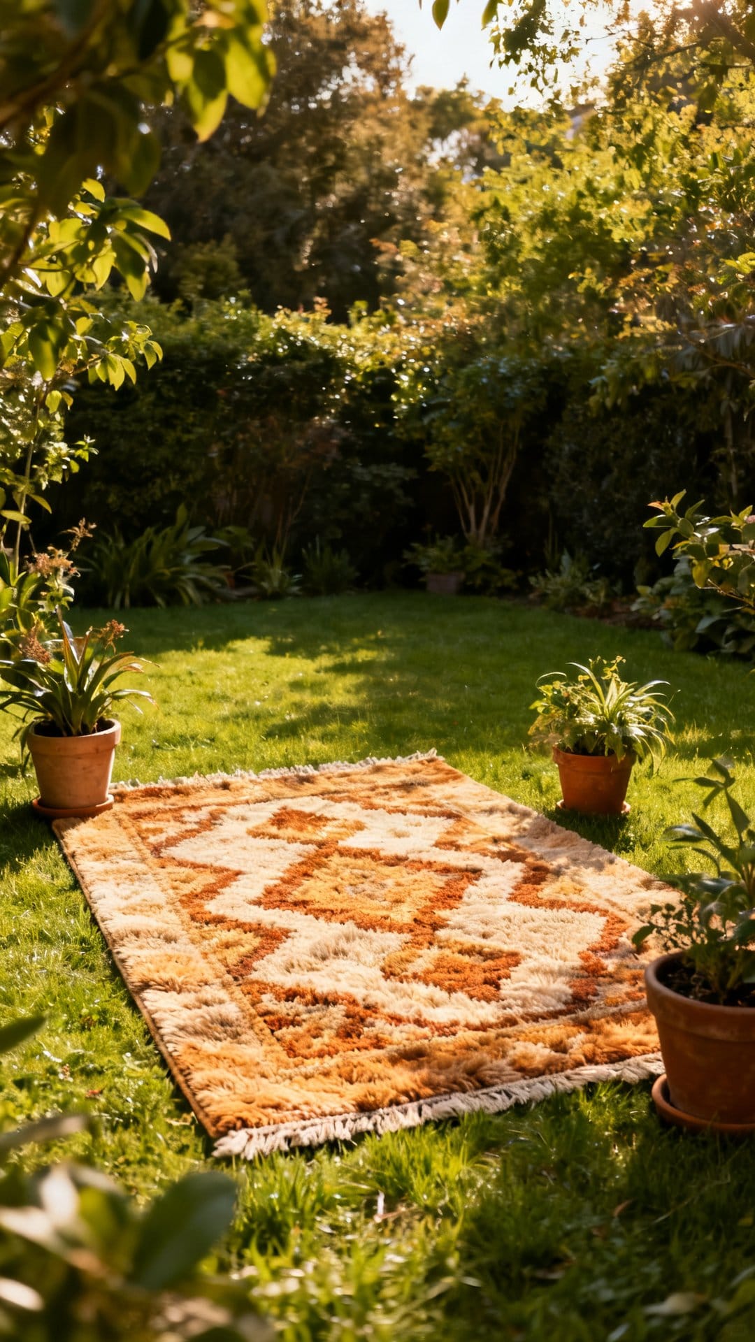 A Defined Seating Area With Outdoor Rugs