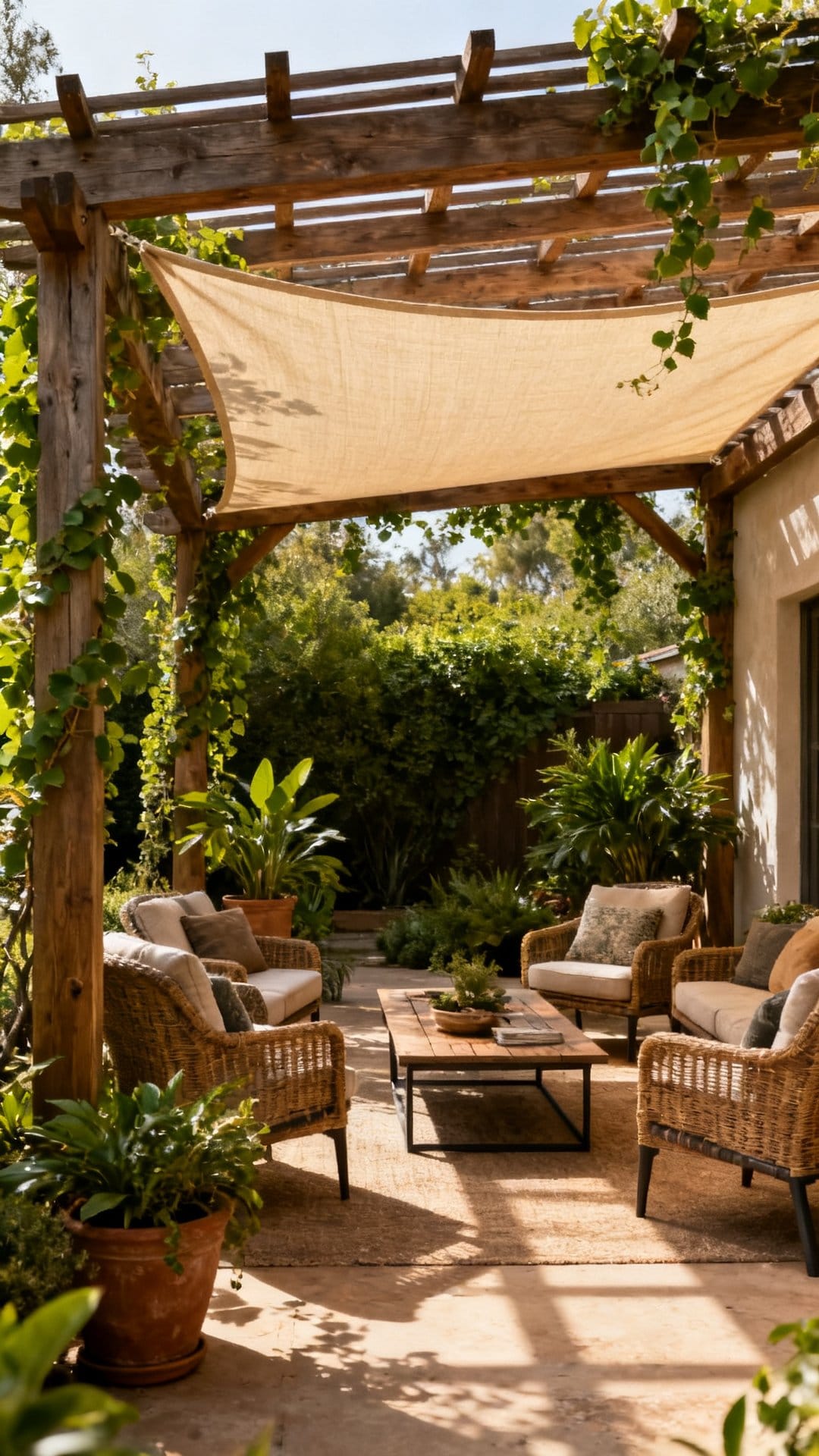 A Pergola or Shade Sail for Defined Outdoor Living