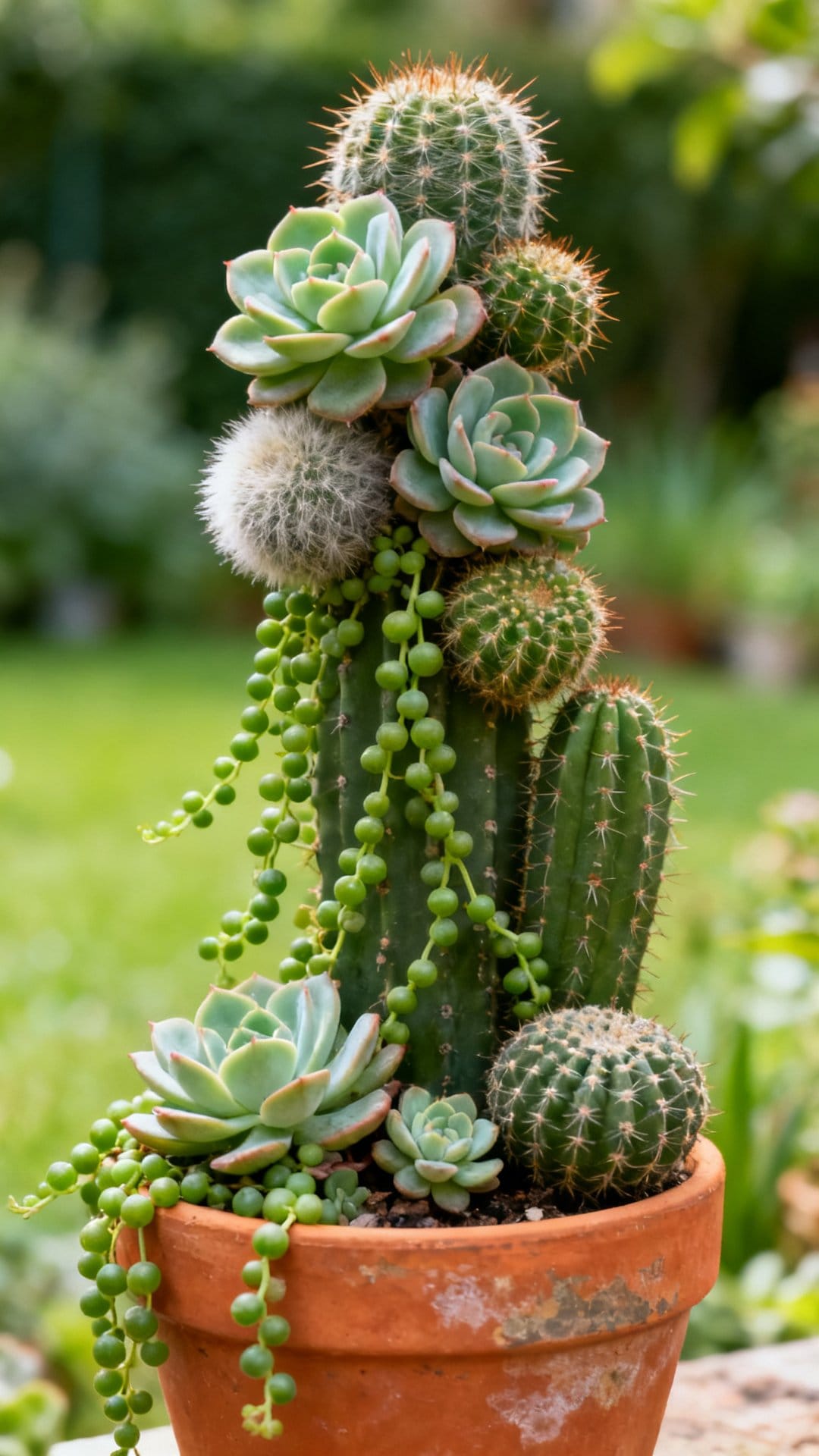 A Succulent and Cactus Display for Low-Maintenance Beauty
