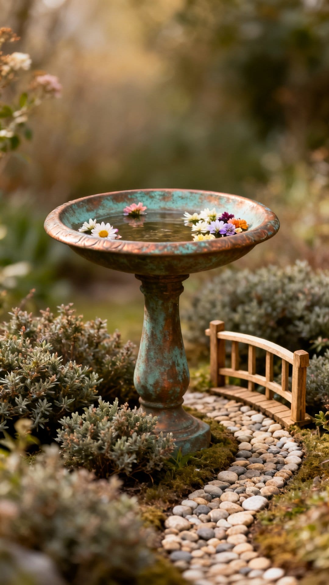 Add a Copper or Verdigris Fairy Garden Birdbath