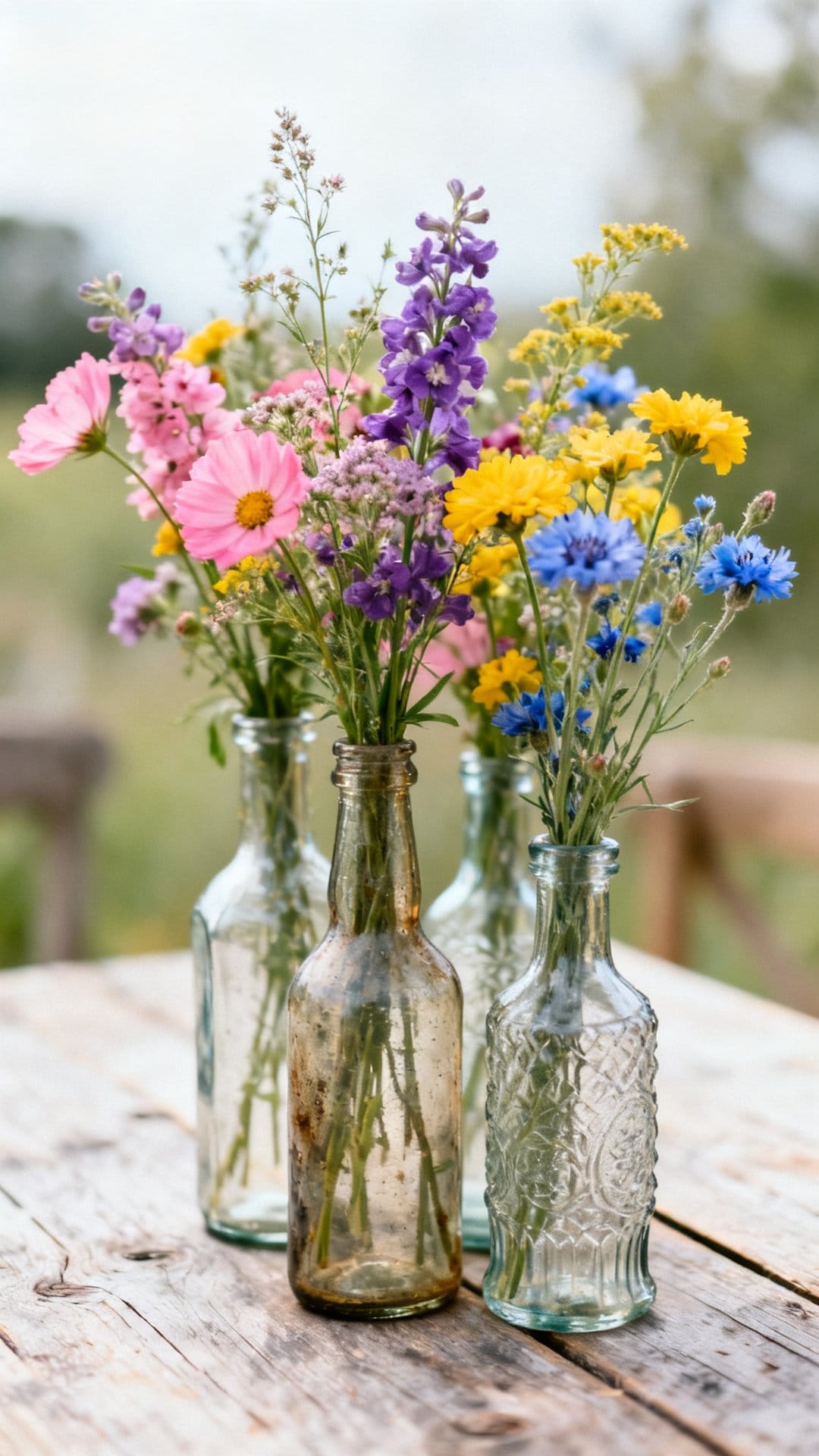 Build a Wildflower Centerpiece in Mismatched Vintage Vessels