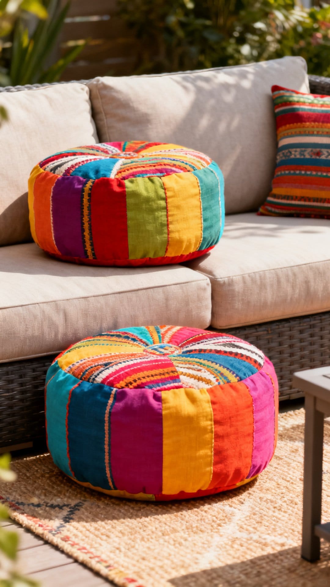 Colorful Outdoor Poufs and Floor Cushions