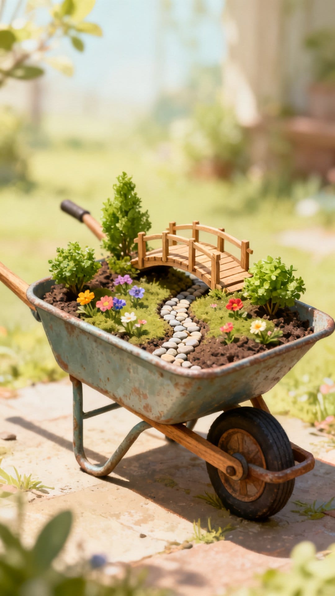 Create a Fairy Garden in a Vintage Wheelbarrow