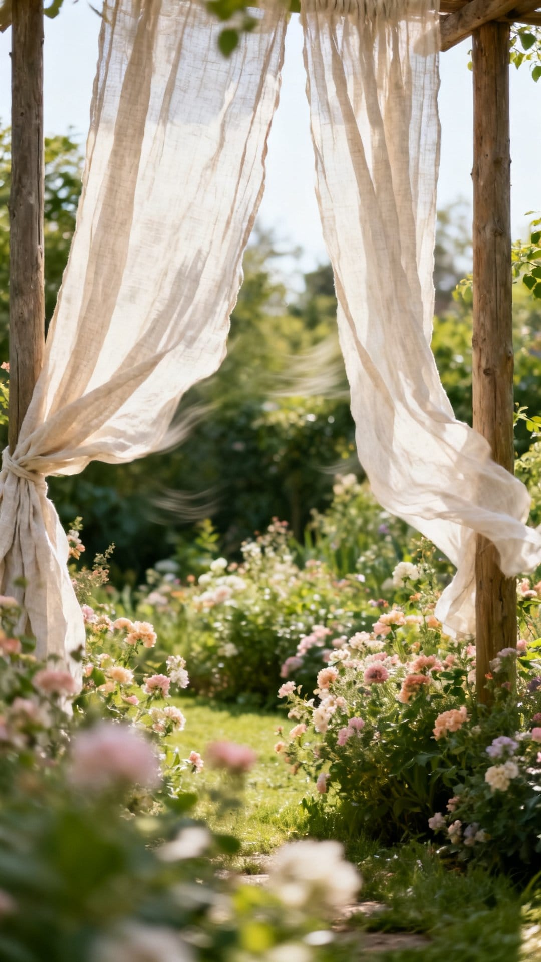 Drape Colorful Fabric Swags Between Poles for Shade and Style